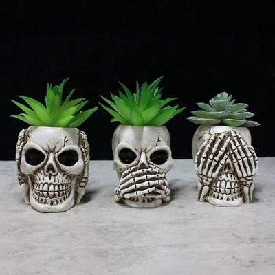 Totenkopf-Blumentöpfe, Skelett-Vasen für Sukkulenten, Blumen, Punk-Heimdeko & Accessoires, Halloween- & Tag der Toten-Dekoration