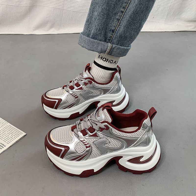

Mesh versatile and lightweight dad shoes women s shoes spring new thick-soled heightening casual sports shoes 40 красный