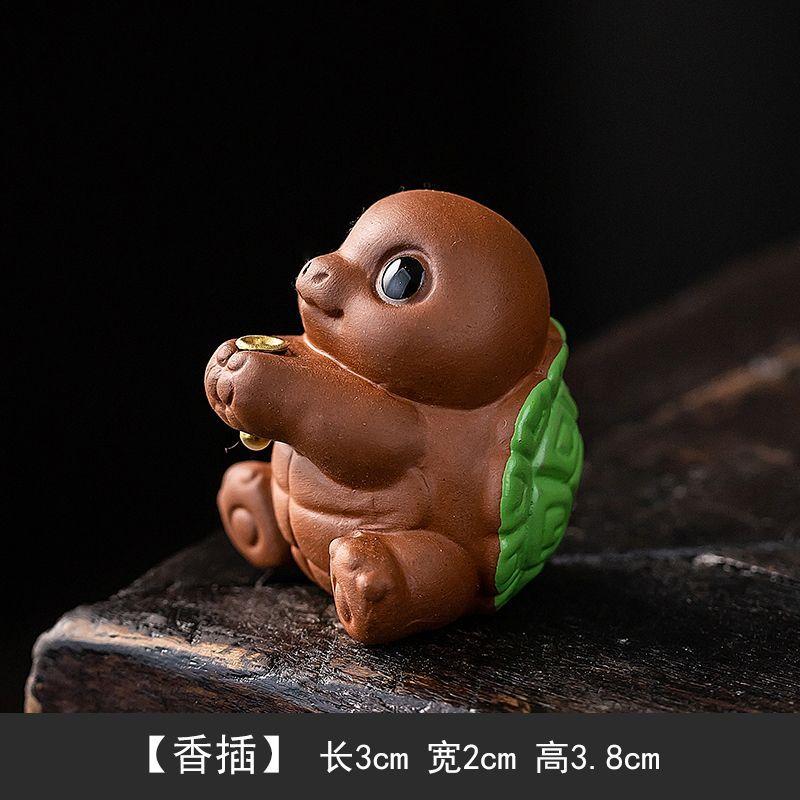 Lucky Purple Sand Small Goldfish Line Incense Burner, Household Indoor Insert Seat Zen Tea Room Desktop Incense Burner Ornament