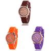Silicone Case Ladies Quartz Watch With World Time Function For Fashion Students