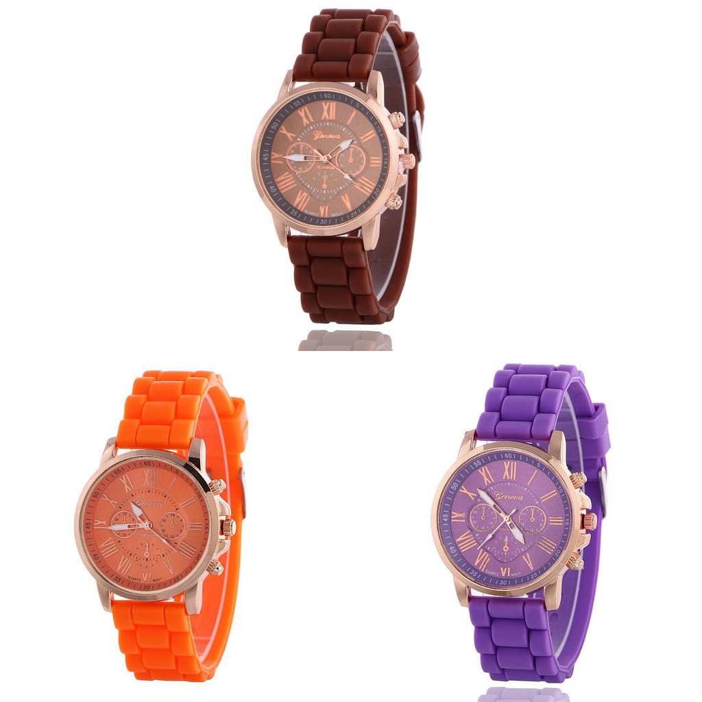 Silicone Case Ladies Quartz Watch With World Time Function For Fashion Students