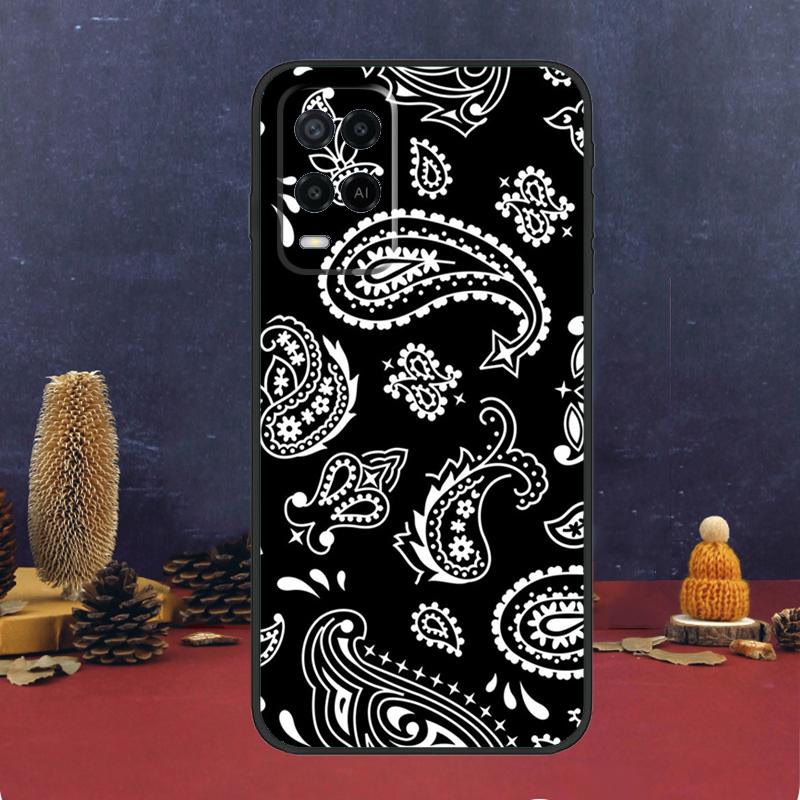 Black Bandana Paisley Case For Oppo A16 A76 A96 A17 A57 A40 A60 A80 A98 A58 A78 A18 A38 A54 A74 A94 A15 A5 A6 Pro