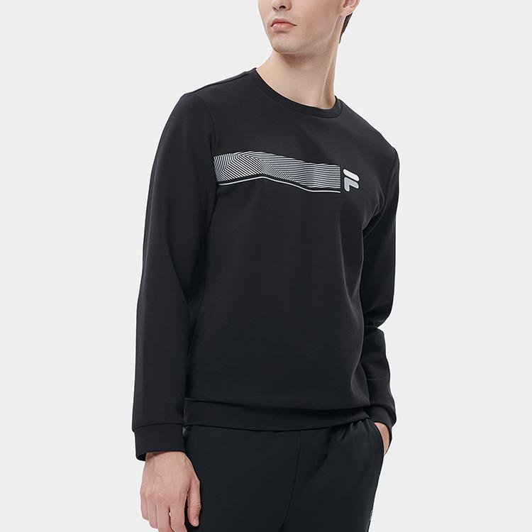 Fila Athletics Logo Print Pullover Crewneck Sweatshirt Men Sweatshirt Deep-Black A11M141204F-BK