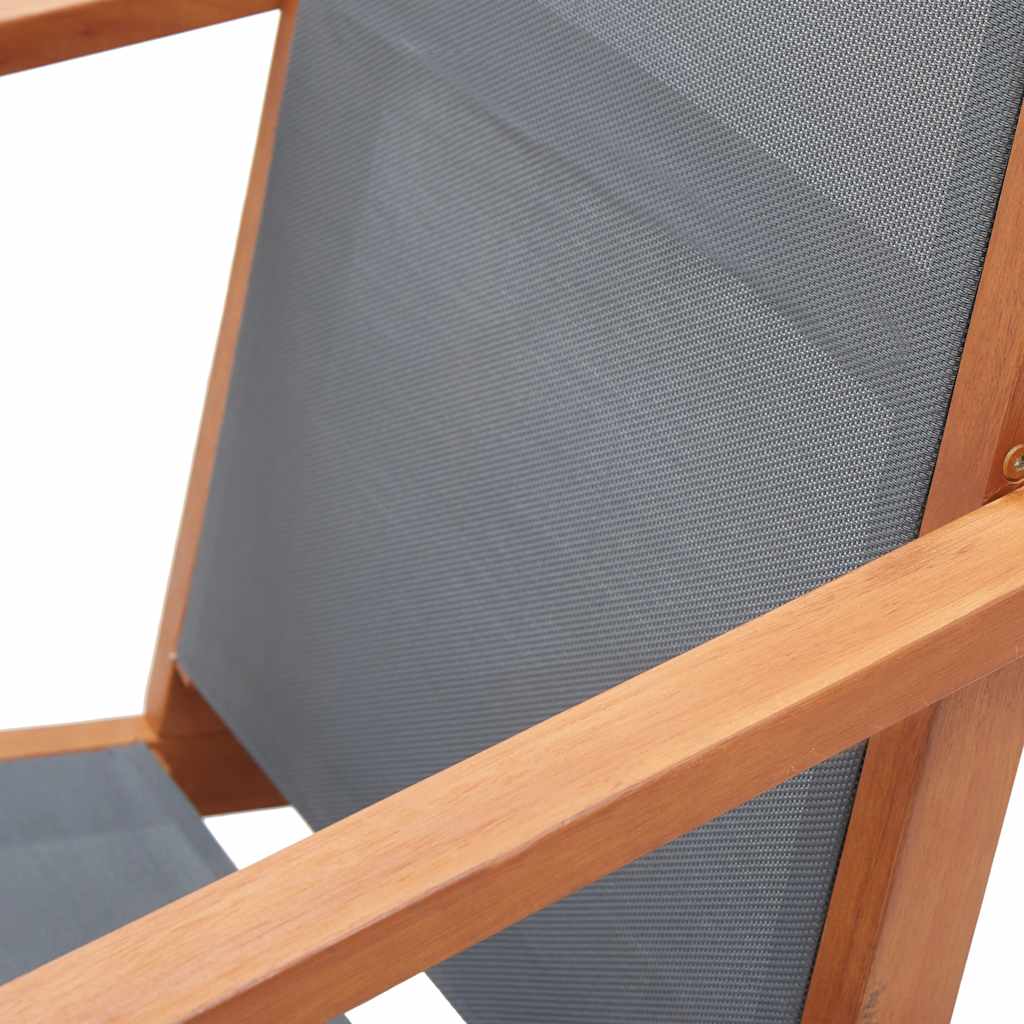 Garden Lounge Chair Gray Solid Eucalyptus Wood and Textilene