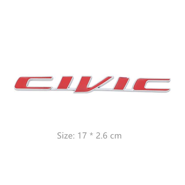 Civic Logo Car Trunk Sticker Aluminium Trim Accessories For Honda Civic Fit Jazz Accord Pilot CRV Odyssey Passport City ZR-V
