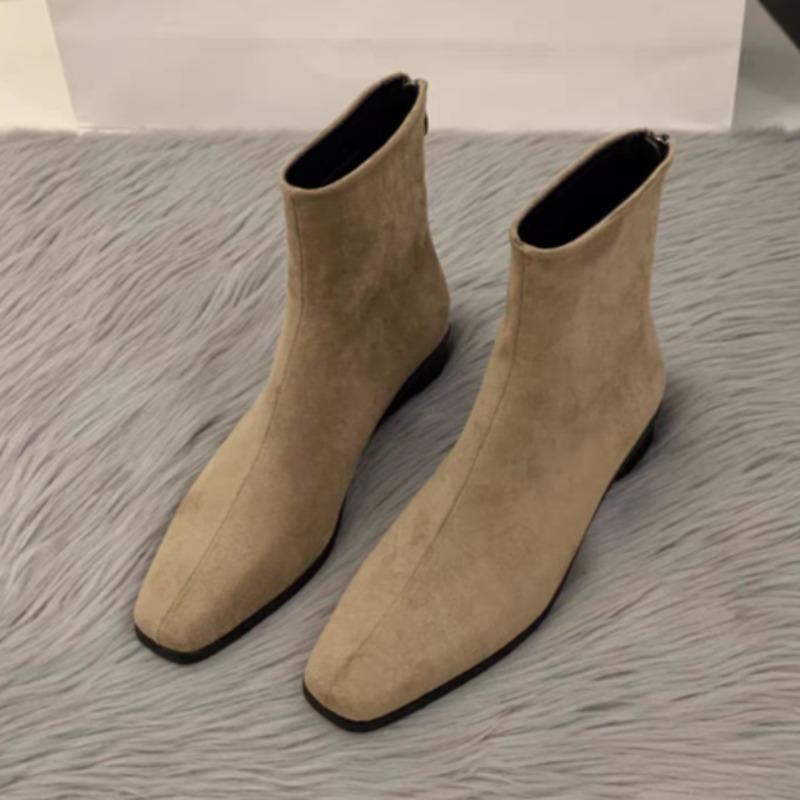 Fashion Women Short Suede Flats Heeled Boots Designer Classical Woman Shoes 2025 Fad New Trends Pumps Winter Chelsea Ankle Boots Mujer