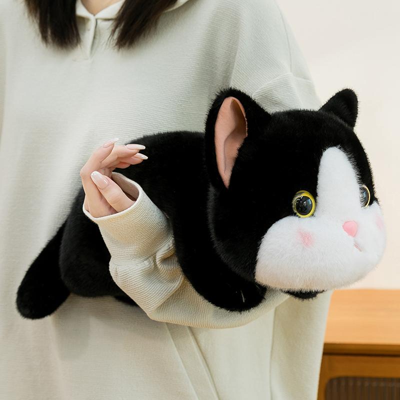 20/35cm Kawaii Soft Black Cat Plush Toy Stuffed Animal Cat Plushie Doll Pillow Cute Birthday Gift for Kids Girls Home Decor
