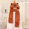 Adorable Capybara Plush Hat, Scarf & Gloves Set - Winter Cartoon Ear Protection
