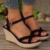 Fashion Cross Strap Extreme High Heel Sandals Women Fashion Summer Buckle Platform Sandal Ladies 2025 Anti Slip Wedge Sandals for Woman