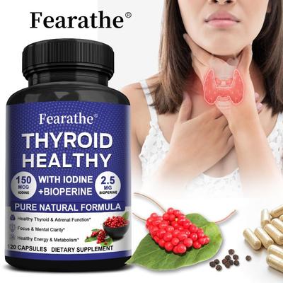 Compléments Fearathe Complexe Bien-être Thyroïdien avec Iode, B12, Sélénium, L-Tyrosine, Ashwagandha, Schisandra, Varech, Kombu, 120 Gélules