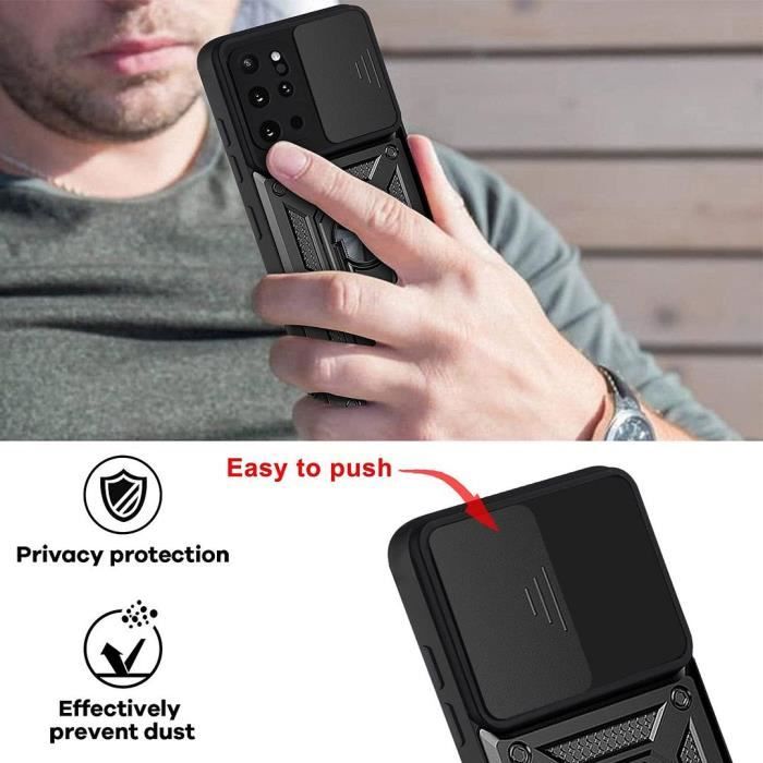 Protective Case - BOOLING - for Samsung Galaxy S20+ - Black - Rigid - Tempered Glasses Included - with 2 Tempered Glasses