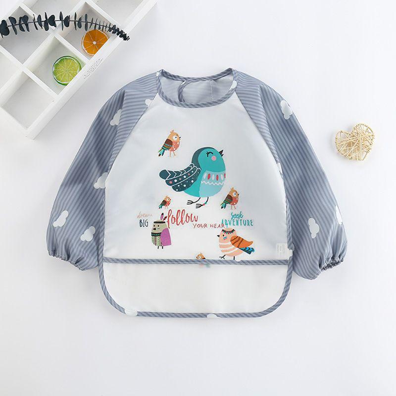 Grembiule da allattamento impermeabile a maniche lunghe per bambini, per bambini piccoli, con tasca