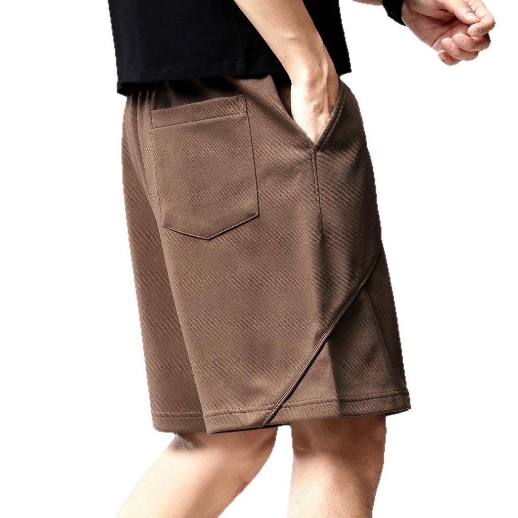 High-end American sports heavy-duty splicing knitted shorts for men's summer new loose straight five-point casual pants for men