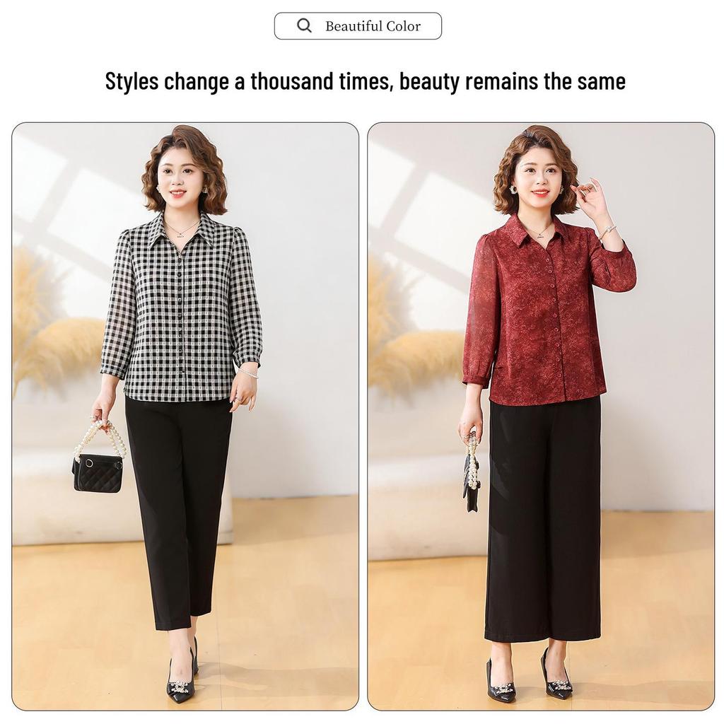 2026 Spring Shirt for Elderly Mothers - Women's Lapel Top, Loose Fit for Middle-Aged and Elderly, Perfect for Spring and Autumn