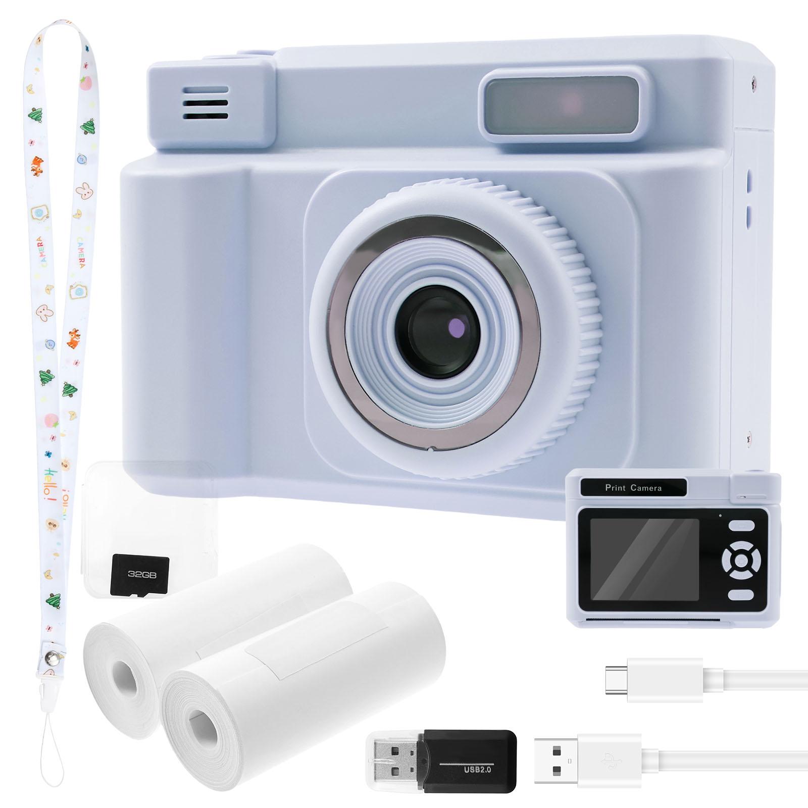 

Kids Instant Print Camera with Printing Paper and 32G Card 1080P HD Video Kids Camera Instant Print Birthday Presents for Girls