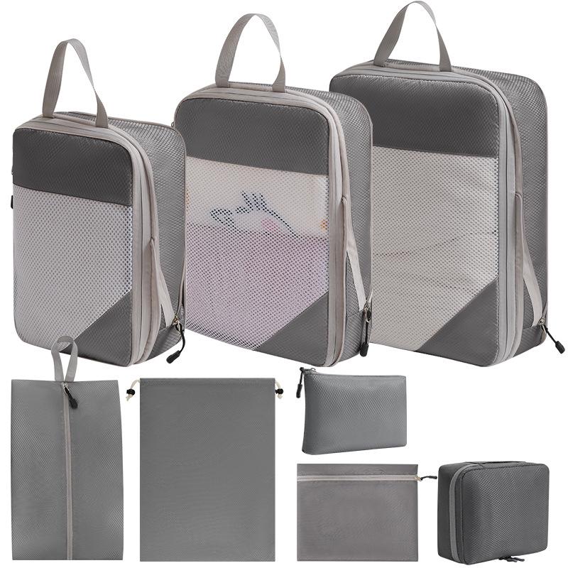 7-Piece Travel Compression Organizer Set for Clothes, Shoes, and Cosmetics