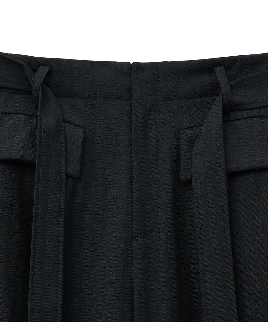 NOIRER Six-Pocket Wide Slacks (Black Herringbone)