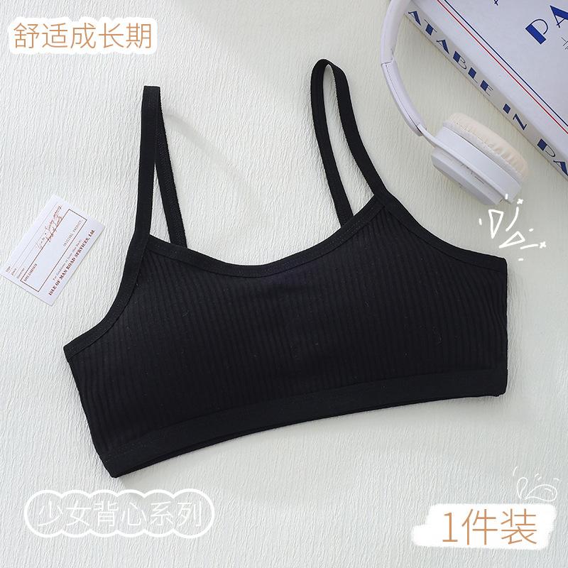 Cotton Training Bra for Girls, Puberty Stage 1&2 Camisole Vest, Thin Wireless Bra for Kids 10-14 Years Old