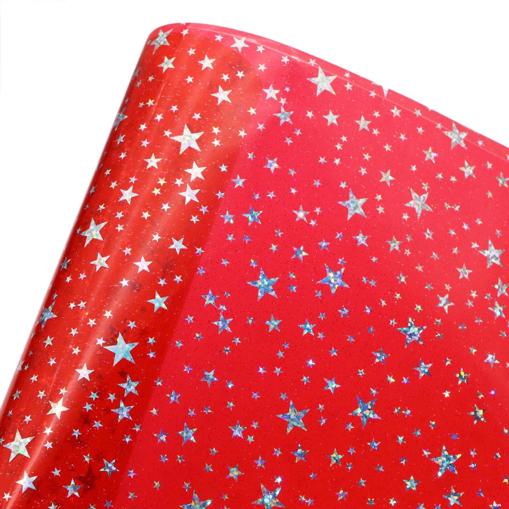 Iridescent Glitter Star Laser PVC Film - 0.5MM for Handbags, Backpacks, Shoes & Decorative Material