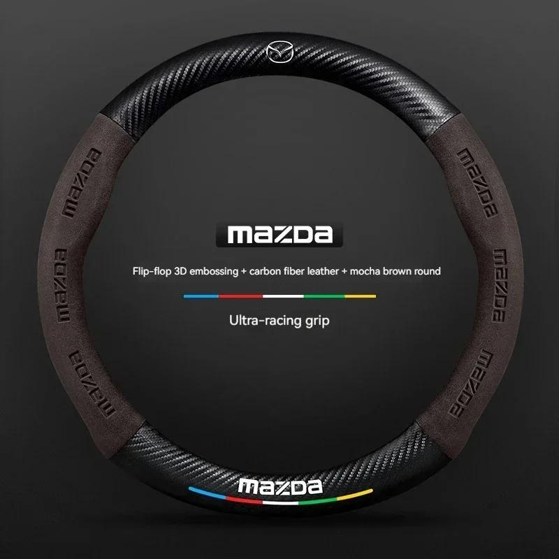 2025 Hot For Mazda 3 5 6 SKYACTIV Axela Atenza CX30 CX5 CX8 CX9 MX5 RX8 RX7 BT50 Carbon fiber Suede Car Steering Wheel Cover Acc