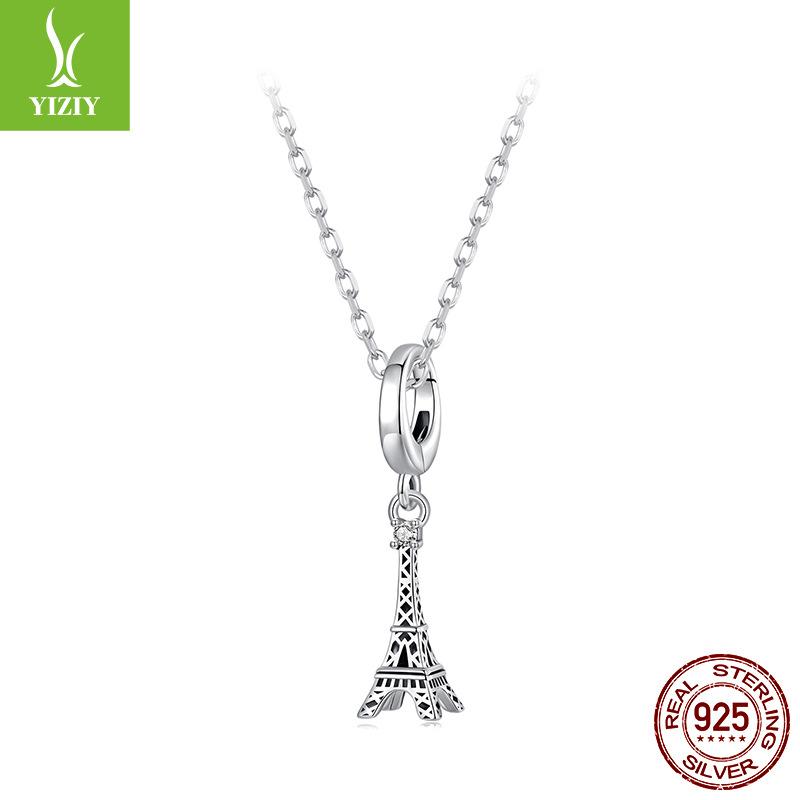 Open And Close Eiffel Tower Pendant S925 Silver Beaded Diy Bracelet Versatile Bracelet Beads