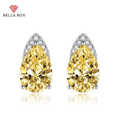 Luxus Frauen Zirkon Ohrringe Weiblichen Wasser Tropfen Gelb Diamant Ohrringe Hochzeit Engagement Party Geschenk
