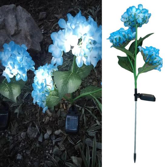 Fairy Hydrangea Light, LED Solar Powered Outdoor Garden Stake Lights  Artificial Hydrangea Flower Light for Path Yard Walkway Patio