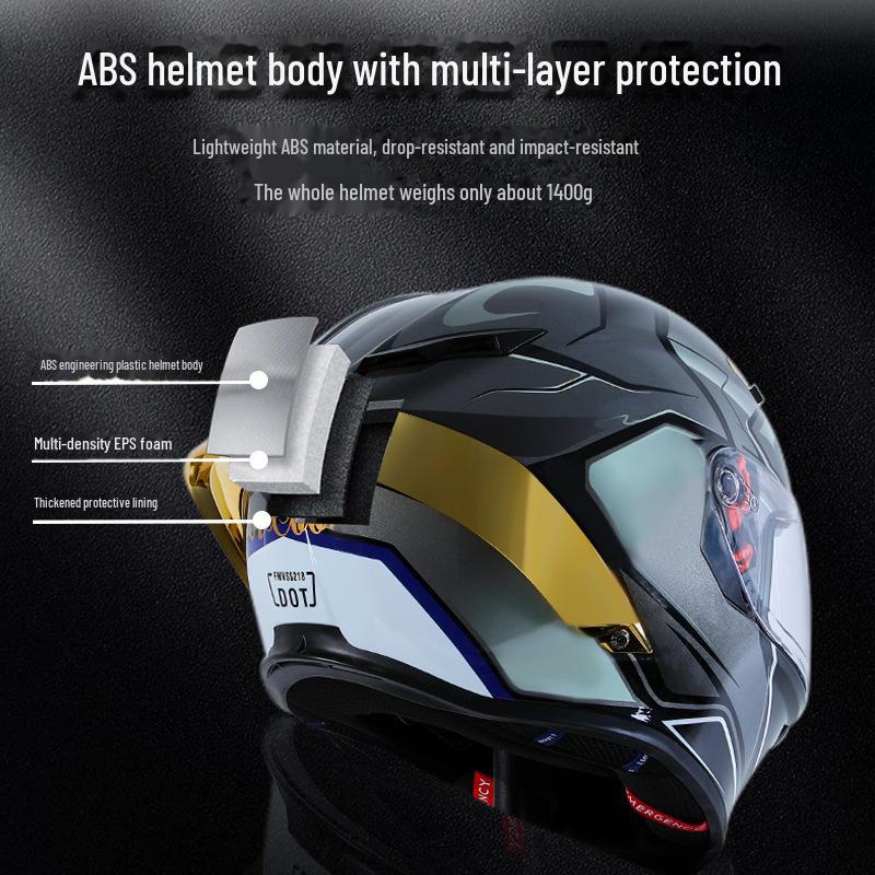 3C Certified Men's Carbon Fiber Full-Face Motorcycle Helmet, Double Lens, All-Season