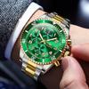 OLEVS Men's Watch, Gold and Silver, Analog, Quartz, Water-Resistant, Men's Watch, Green