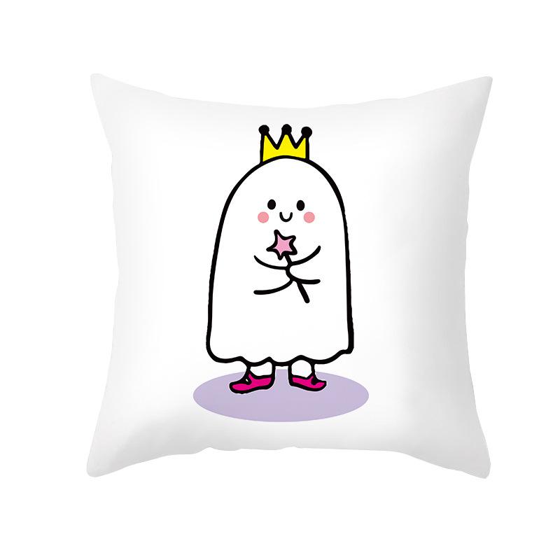 Halloween Pillow Cover New Product Cartoon Pumpkin Castle Print Peach Skin Cushion Cover Pillow Cover