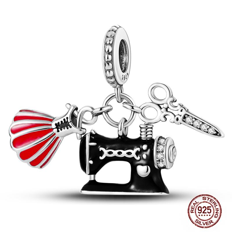 Charms  925 Sterling Copper Love Heart Sunflower Family Puppy Clip Charm Fit Bracelets Original Beads Women Souvenir DIY Zircon