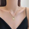 Square Opal Minimalist Furnace Real Gold Necklace Female Collarbone Chain Accessories