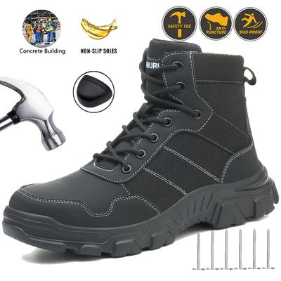 Men's Safety Shoes Steel Toe Waterproof Anti-impact Anti-puncture Boots Comfortable Soft Industrial Outdoor Work Security Shoes