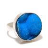 Blue Druzy Gemstone 925 Sterling Silver Jewelry Ring Size Adjustable GK-4393