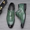 Fashion New Monk Strap Loafers  For Men Red Green Pointed Crocodile Pattern Shoes Designer Formal Wedding Dress Homecoming Footwear