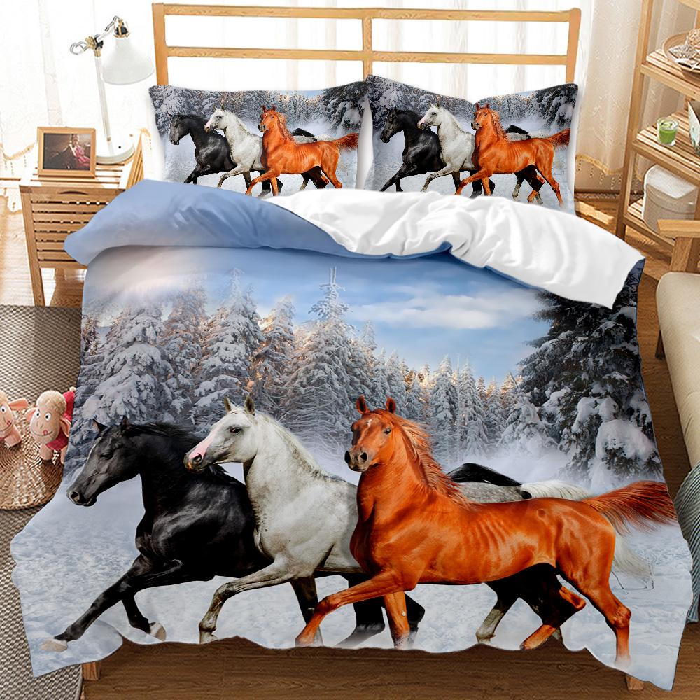 Horse Duvet Cover Set Horse Running In Starry Sky Print Twin Bedding Set For Adults Animal Queen King Size Qulit Cover