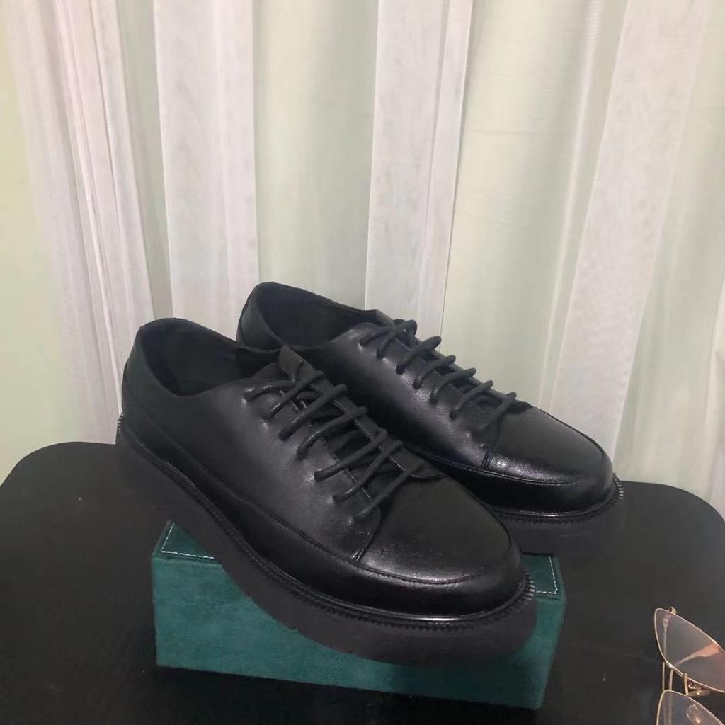 2025 spring new cowhide platform low-top round head leather shoes retro British casual board shoes men's fashion trend