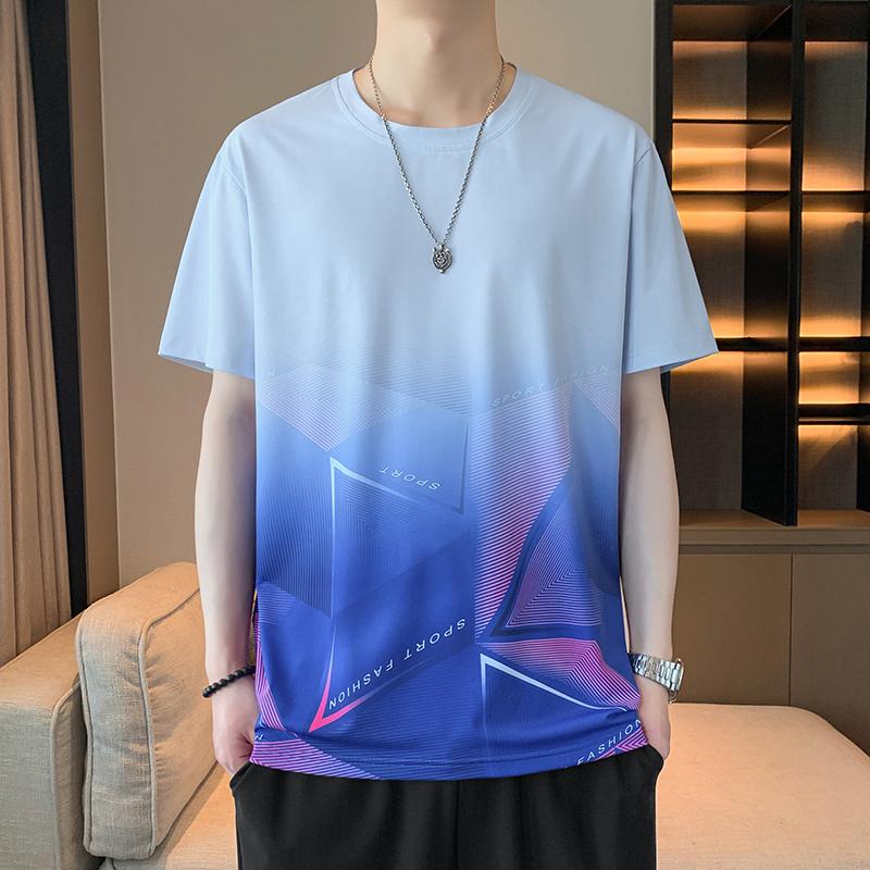 Ice Silk Short-sleeved T-shirt Men s Short-sleeved Ice Silk T-shirt Sports Short-sleeved Short-sleeved Ice Silk 2XL синий