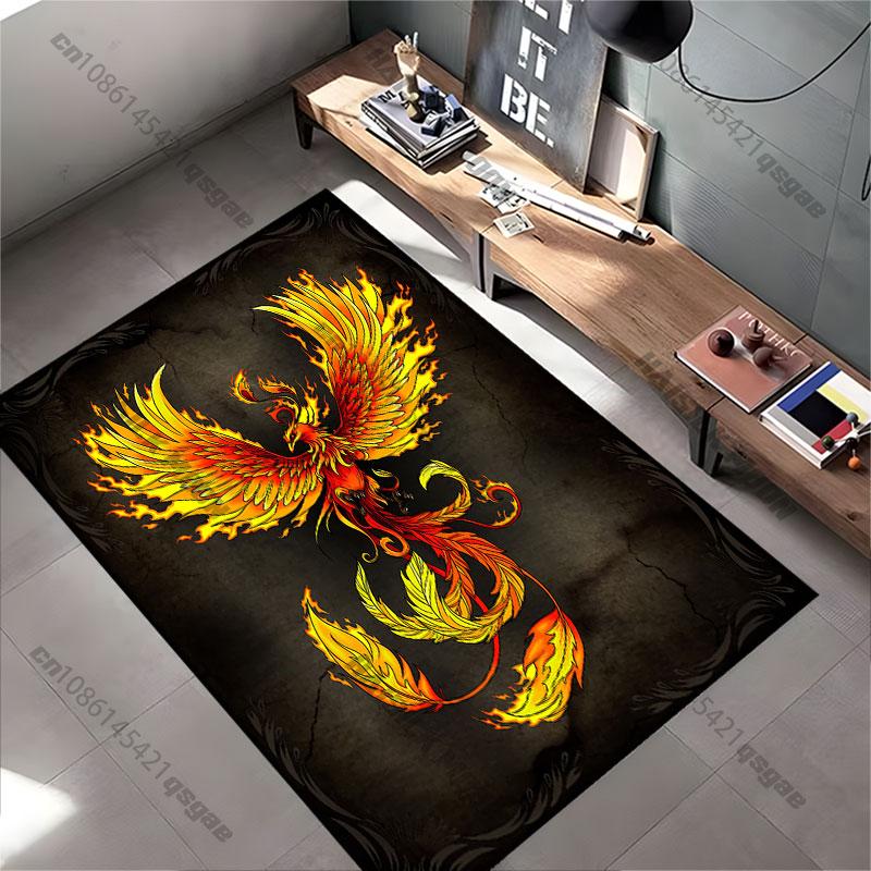 Fiery phoenix rebirth and power carpet Yoga living room room decor children's crawling mat doormat area rug games mat