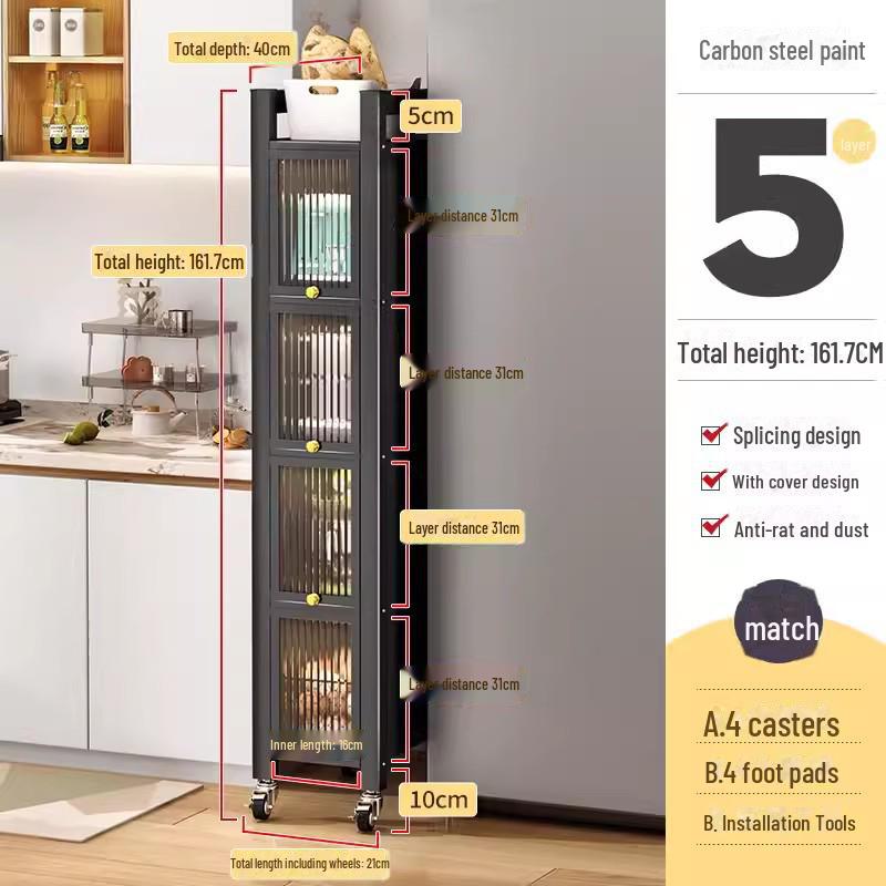 Kitchen Storage Cabinet with Microwave and Pot Rack