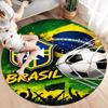 Brazil National Football Team Round Area Rug,Carpet Rug for Living Room Bedroom Sofa Playroom Decor,Non-slip Floor Mat