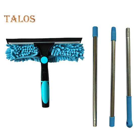 

Набор инструментов для мытья окон 2 в 1 Силиконовое лезвие Абсорбирующий скребок из волокна Регулируемая длинная ручка Набор скребков 2 в 1 3pcs синий