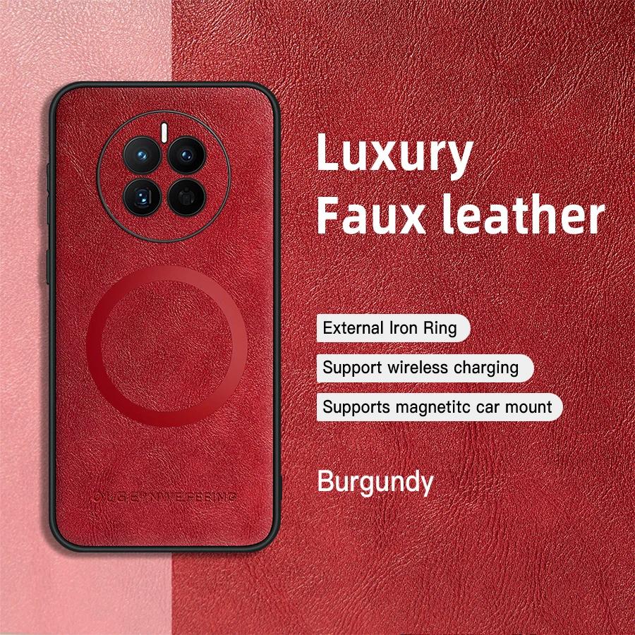 For Huawei Mate 50 50 Pro 50E PU Leather Magnetic Ring Soft Edge Anti-Drop Anti-Fingerprint Phone Case
