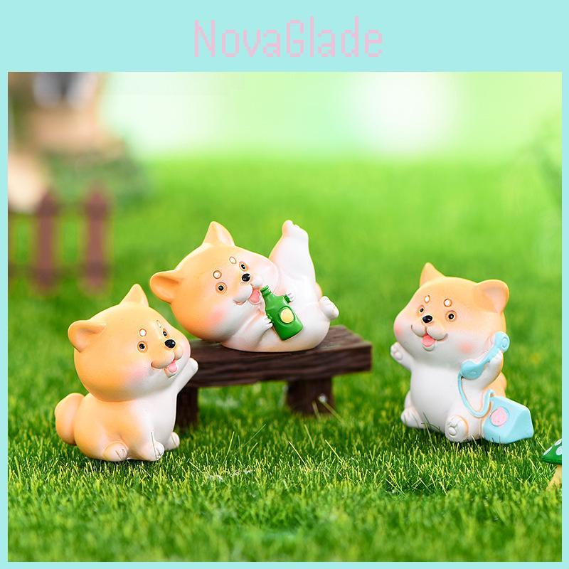 Charming Akita Puppy Resin Craft Diy Decoration Lovely Car Dashboard Desk Decor