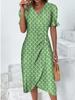 Geometric Pattern Short Sleeve Dress With 3d Digital Printing For Summer Casual Wear