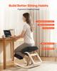Ergonomic Kneeling Chair, Wooden Posture Knee Chair with Thick Foam Cushions and Solid Wood Frame, Adjustable Height, Natural Relief for Neck or Back