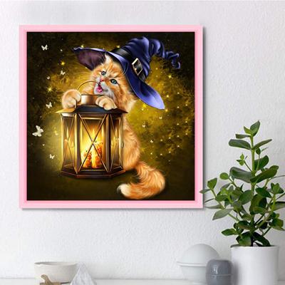 5D-Diamantgemälde zum Selbermachen, magisches Kätzchen, Diamant-Stickerei, komplettes Lay-Anime-Kreuzstich-Set, Heimdekoration, handgefertigtes Geschenk