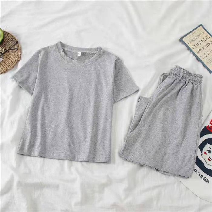 Korean Chic Petite Two-Piece Set: Short Sleeve & Wide-Leg Pants for Women