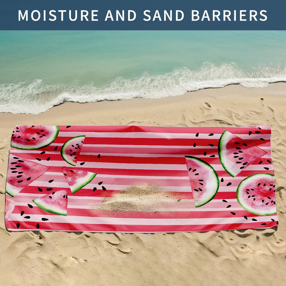 Watermelon Striped Beach Towel, Double-sided Velvet Quick-drying Towel, Bath Towel