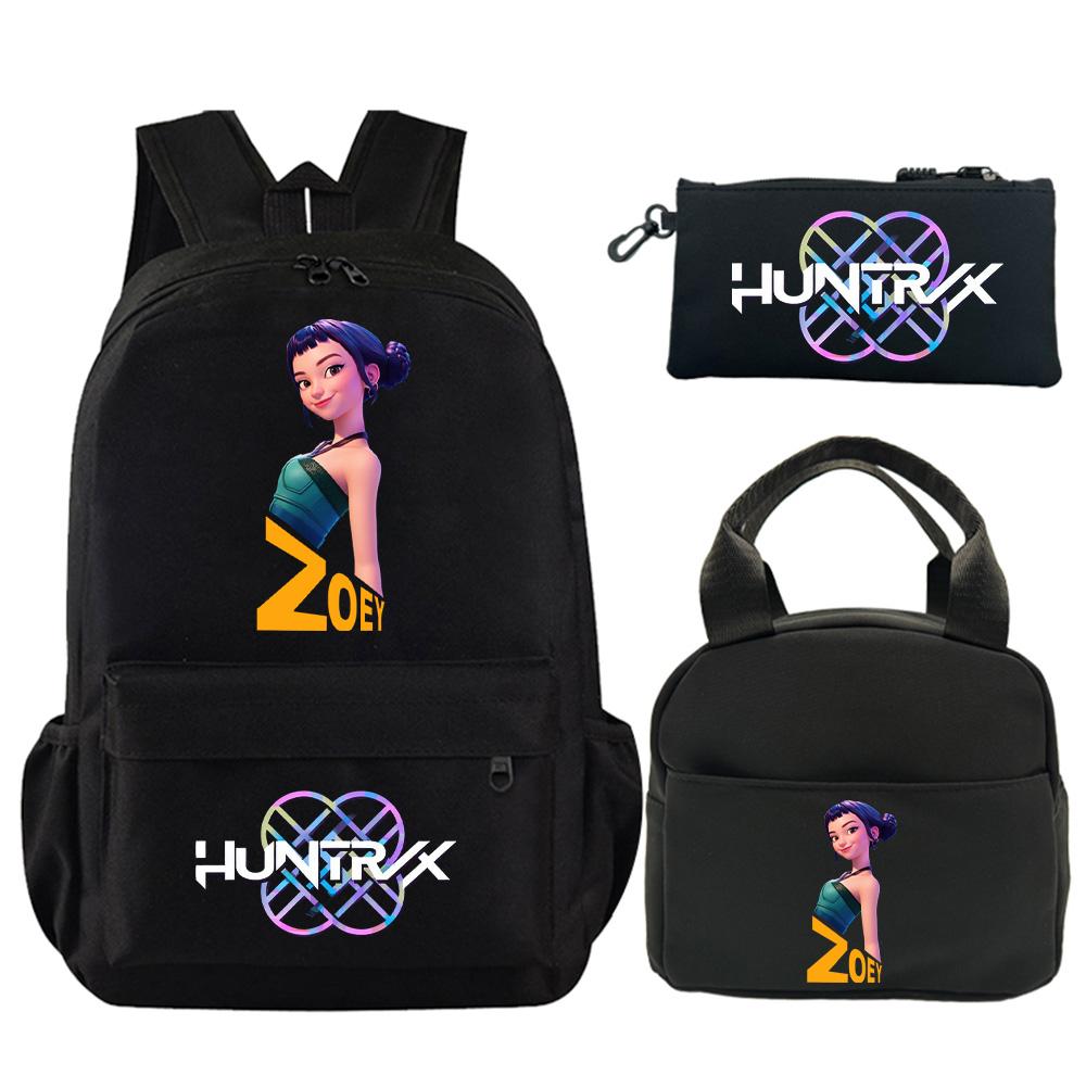 3 st/set Anime Tryckt Ryggsäck med Axelväska Pennfodral för Tonåring Student Pojke Flicka Skolväska Stor Kapacitet Vattentät Bokväska Barnpresent